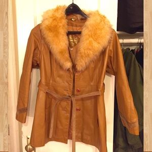 Vintage Leather and Faux Fur Coat